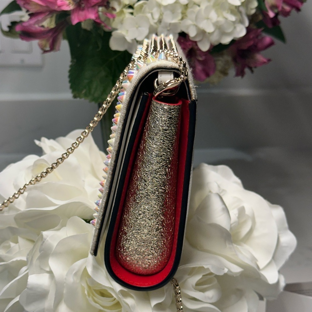 Christian Louboutin Paloma Silver and Gold Studded Clutch Shoulder Bag - Picture 11 of 16